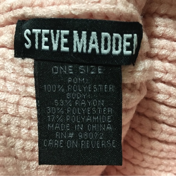 Steve Madden Pink Pom Winter Hat - Picture 3 of 7